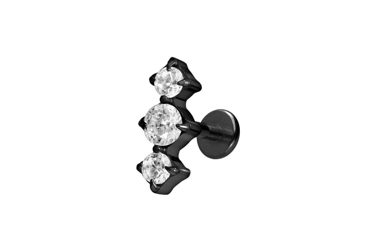 Titan Labret Piercing mit Innengewinde 3 EINGEFASSTE KRISTALLE